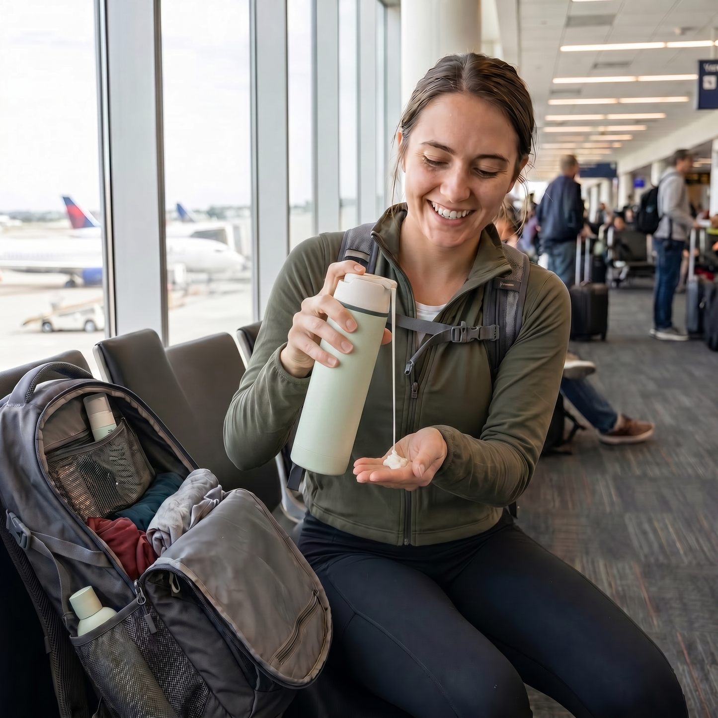GlowPack™ 4-in-1 travel liquid dispenser